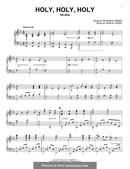 Holy, Holy, Holy! Lord God Almighty: For piano by John Bacchus Dykes