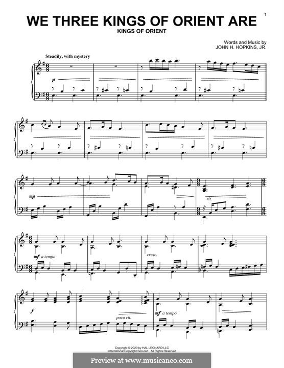 Piano version: Easy notes by John H. Hopkins Jr.