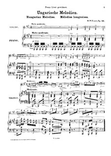 Airs Hongrois, Op.22: For violin and piano by Heinrich Wilhelm Ernst