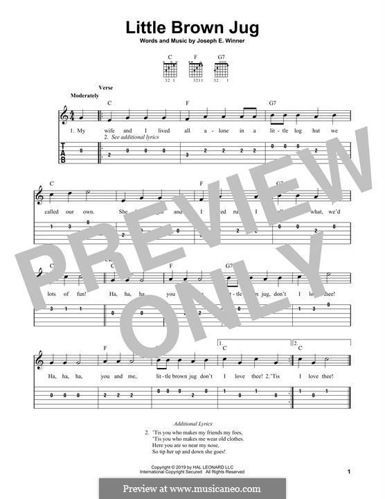 Little Brown Jug: For guitar by Joseph Eastburn Winner