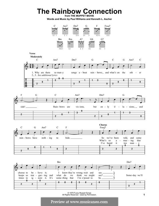 The Rainbow Connection (Kermit the Frog): For guitar by Paul H. Williams, Kenneth L. Ascher