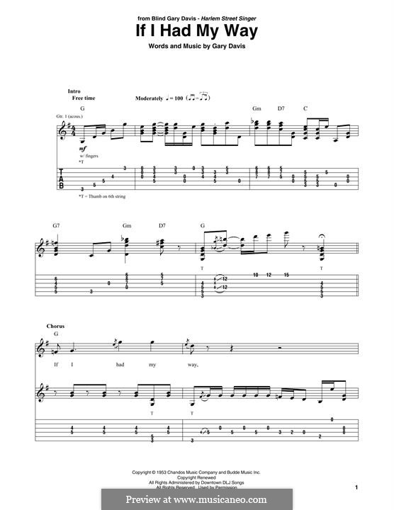 If I Had My Way: For guitar by James Kendis