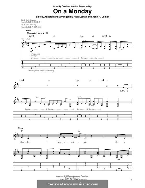 On A Monday (Ry Cooder): On A Monday (Ry Cooder) by Alan Lomax