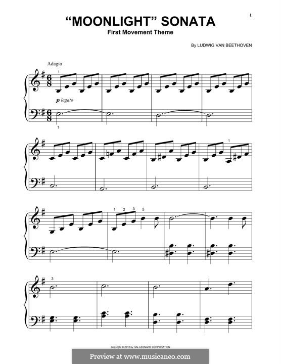 Movement I (Printable scores): Theme by Ludwig van Beethoven