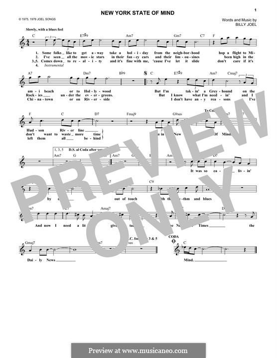 New York State of Mind: For keyboard by Billy Joel