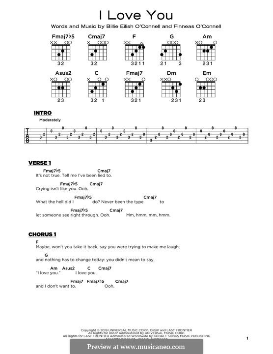 I Love You: For guitar by Finneas O'Connell, Billie Eilish