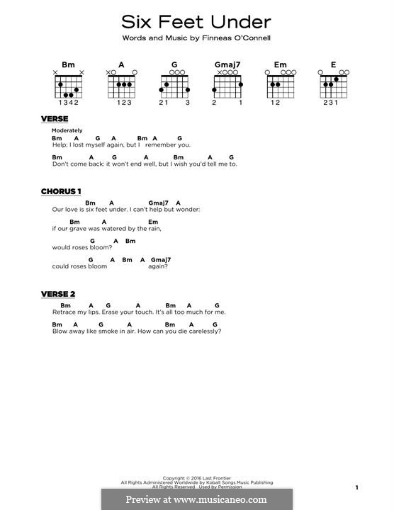 Six Feet Under (Billie Eilish): For guitar with tab by Finneas O'Connell