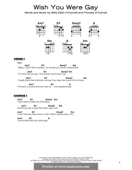 Wish You Were Gay: For guitar by Finneas O'Connell, Billie Eilish