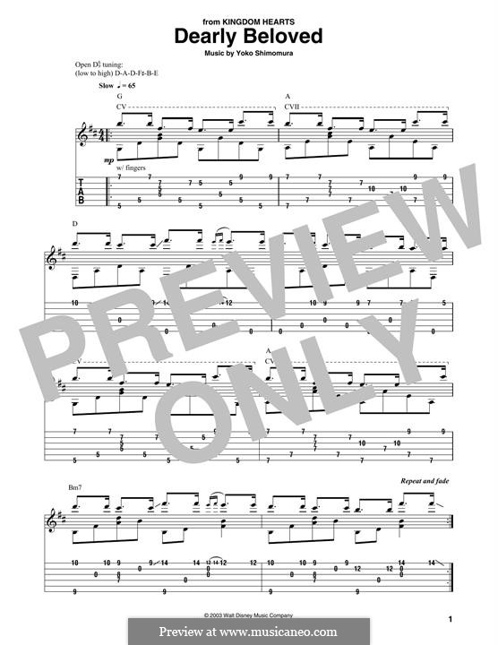 Dearly Beloved (from Kingdom Hearts): For guitar by Yoko Shimomura