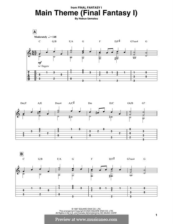 Main Theme (Final Fantasy I): For guitar by Nobuo Uematsu