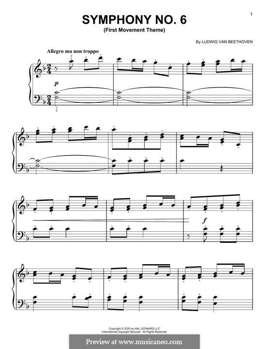 Movement I. Awakening of Happy Feelings on Arrival in the Countryside: Excerpt, for piano by Ludwig van Beethoven