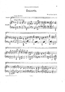 Violin Concerto in D Major, Op.30: Version for violin and piano by William ten Have