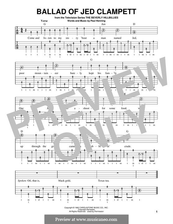 Ballad of Jed Clampett (from The Beverly Hillbillies): For banjo by Paul Henning