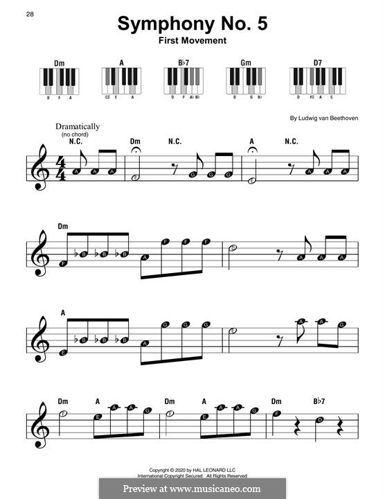 Movement I (Excerpt): For piano (big notes) by Ludwig van Beethoven