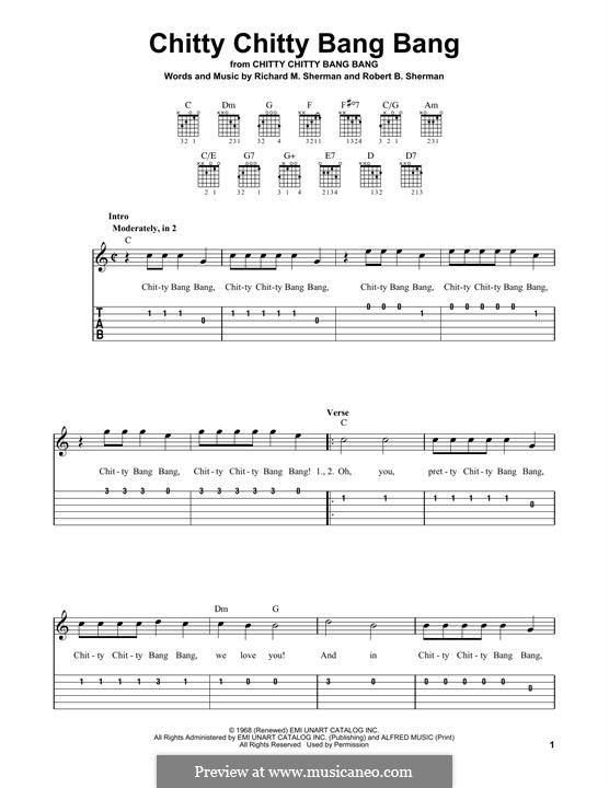 Chitty Chitty Bang Bang: For guitar by Richard M. Sherman, Robert B. Sherman