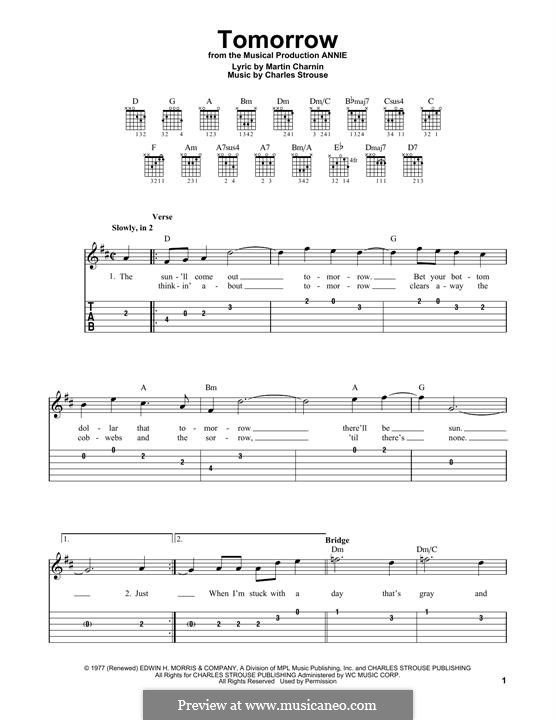 Tomorrow (from Annie) by C. Strouse - sheet music on MusicaNeo