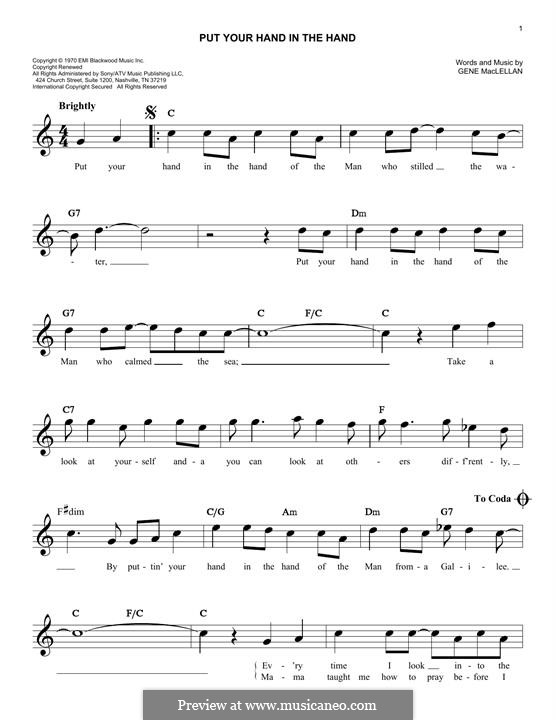 Put Your Hand in the Hand (Ocean): For keyboard by Gene MacLellan