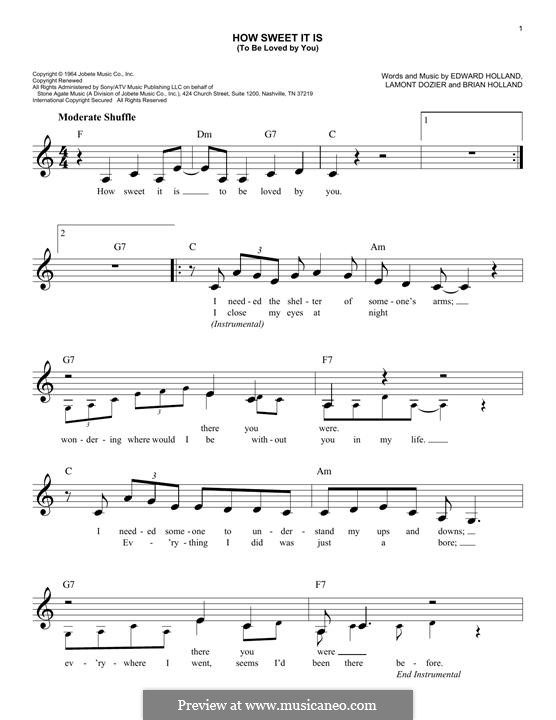 How Sweet It Is (To Be Loved By You): For keyboard by Brian Holland, Edward Holland Jr., Lamont Dozier