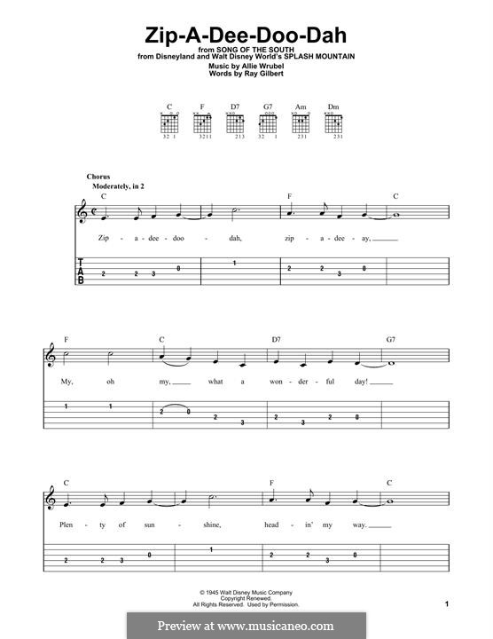 Zip-A-Dee-Doo-Dah: For guitar by Allie Wrubel