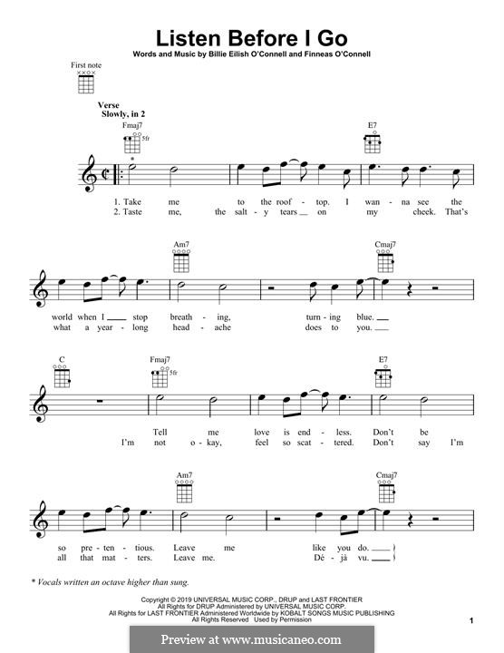 Listen Before I Go by F. O'Connell, B. Eilish sheet music on MusicaNeo