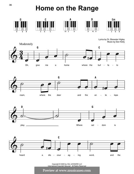 Home on the Range: For easy piano by Daniel E. Kelley