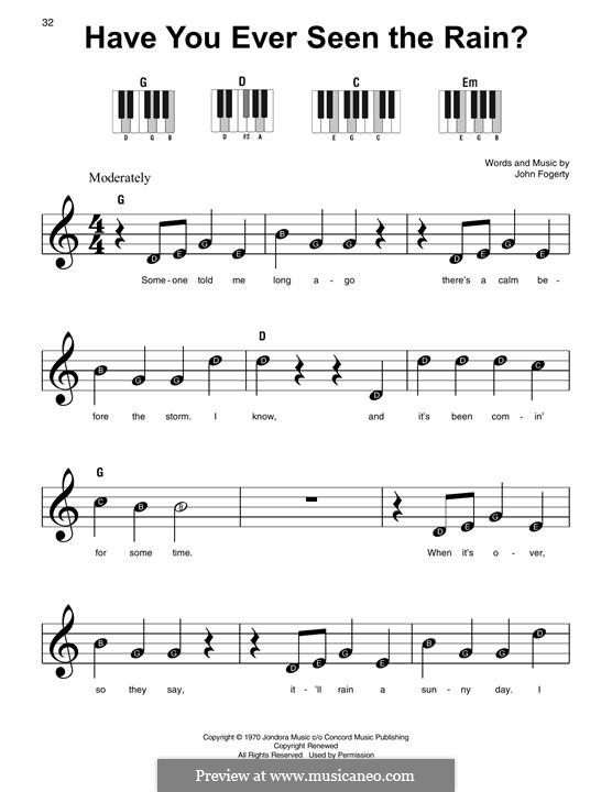 Have You Ever Seen the Rain? (Creedence Clearwater Revival): For easy piano by John C. Fogerty