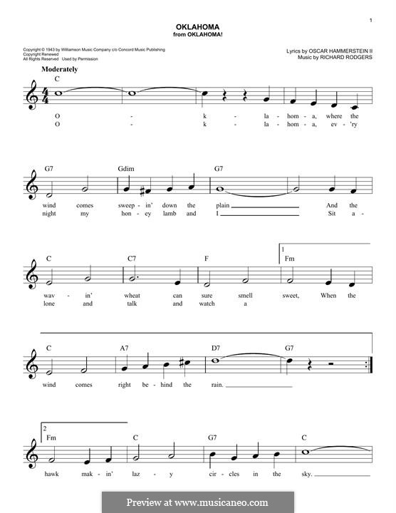 Oklahoma! by R. Rodgers sheet music on MusicaNeo