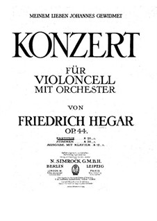 Cello Concerto in C Minor, Op.44: Cello Concerto in C Minor by Friedrich Hegar