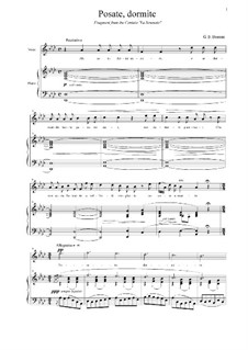 Posate, dormite: For voice and piano by Giovanni Battista Bassani