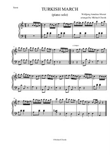 Rondo alla turca (Printable Scores): For easy piano by Wolfgang Amadeus Mozart