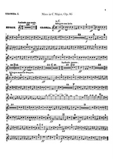 Mass in C Major, Op.86: Trumpets I, II parts by Ludwig van Beethoven