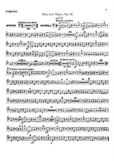 Mass in C Major, Op.86: Timpani part by Ludwig van Beethoven