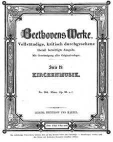 Mass in C Major, Op.86: Full score by Ludwig van Beethoven