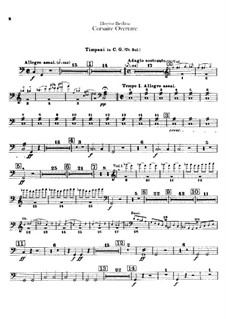 Le Corsaire. Overture, H.101 Op.21: Timpani part by Hector Berlioz