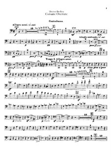 Le Corsaire. Overture, H.101 Op.21: Double bass part by Hector Berlioz