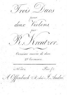 Three Duos for Two Violins, Op.11: Parts by Rodolphe Kreutzer
