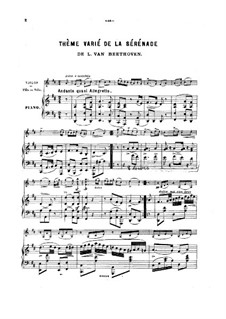 String Trio No.2 in D Major 'Serenade', Op.8: Movement V, for violin (or cello, or flute) and piano by Ludwig van Beethoven