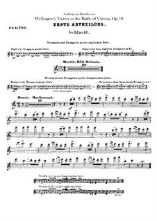 Wellington's Victory, or the Battle of Vitoria, Op.91: Flutes parts by Ludwig van Beethoven