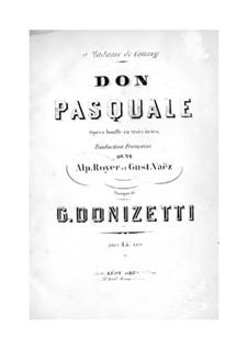 Don Pasquale: Piano-vocal score by Gaetano Donizetti