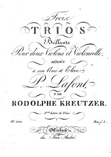 Three Trios for Two Violins and Cello: Violin I Part by Rodolphe Kreutzer