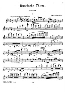 Russian Dances for Violin and Piano, Op.47: Solo part by Emil Kreuz