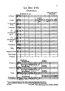 Le roi d'Ys (The King of Ys): Overture – full score by Édouard Lalo