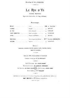 Le roi d'Ys (The King of Ys): For voices and piano by Édouard Lalo