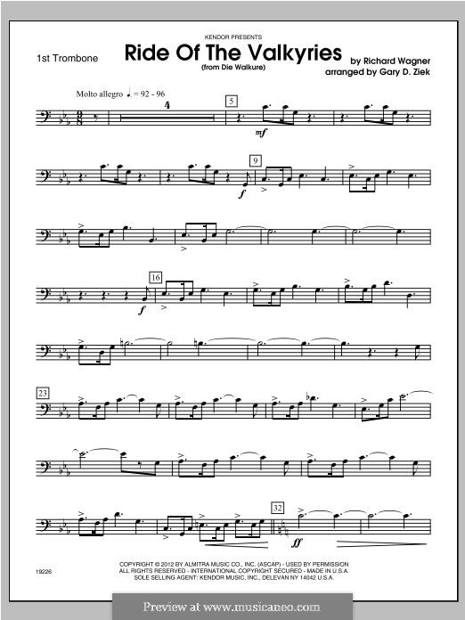 The Valkyrie. Ride of the Valkyrie: For winds – Trombone 1 part by Richard Wagner