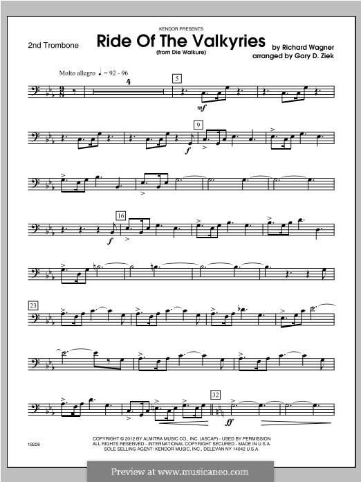 The Valkyrie. Ride of the Valkyrie: For winds – Trombone 2 part by Richard Wagner