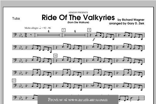 The Valkyrie. Ride of the Valkyrie: For winds – Tuba part by Richard Wagner