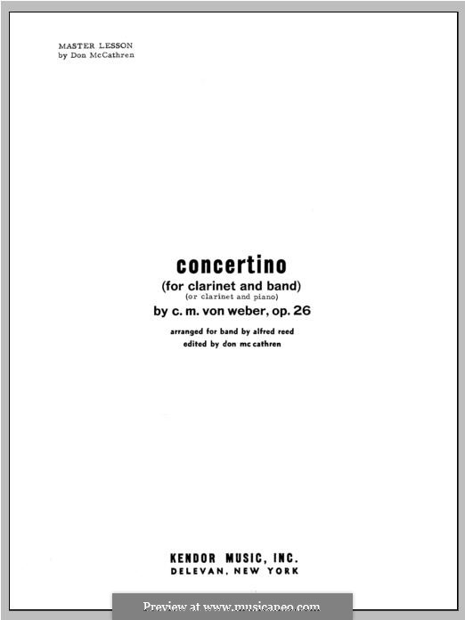 Concertino for Clarinet and Orchestra, J.109 Op.26: Performance Notes by Carl Maria von Weber