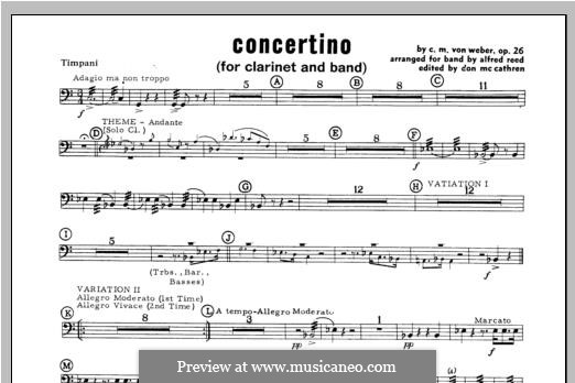 Concertino for Clarinet and Orchestra, J.109 Op.26: Percussion 4 part by Carl Maria von Weber