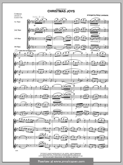 Christmas Joys, for flutes: Full score by folklore