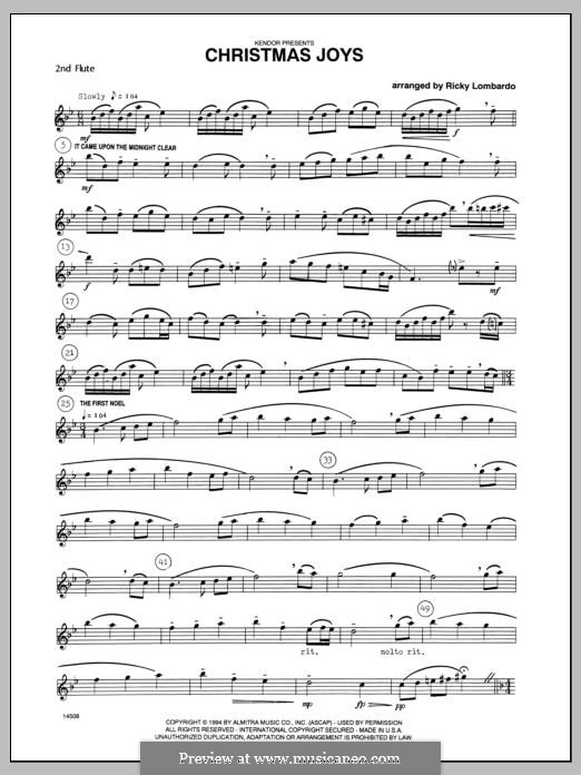 Christmas Joys, for flutes: Flute 2 part by folklore